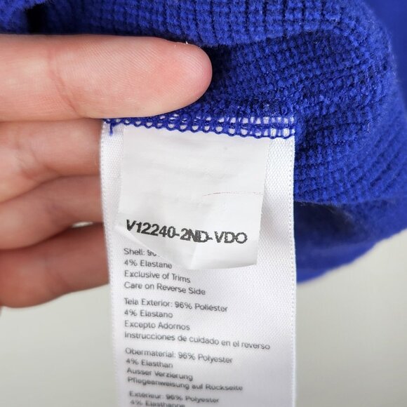 Marmot Blue Lightweight Waffle Knit 1/4 Zip Sweater sz XS *flawed* - Picture 8 of 11